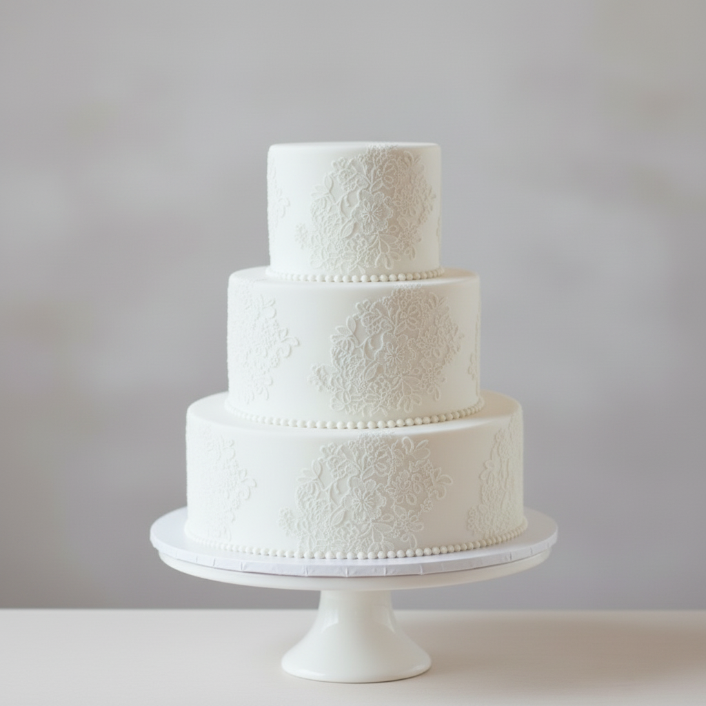 Vintage 3-tier fondant wedding cake New York – Sugar Lace