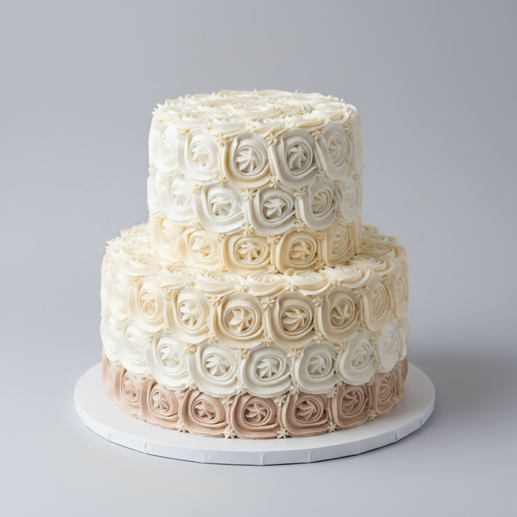 Vintage 2-tier buttercream wedding cake – Rosette Elegance