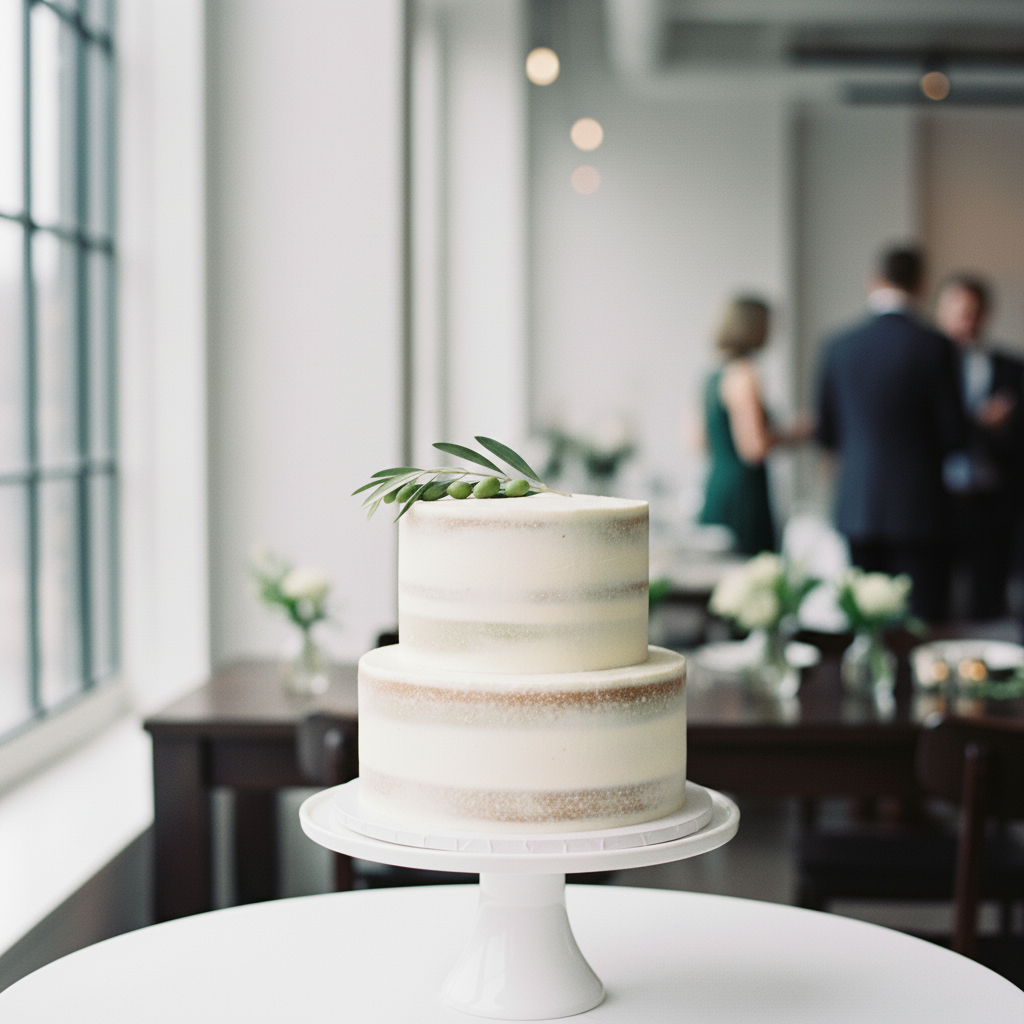 Minimalist 2-tier semi-naked wedding cake – Sage and Stone