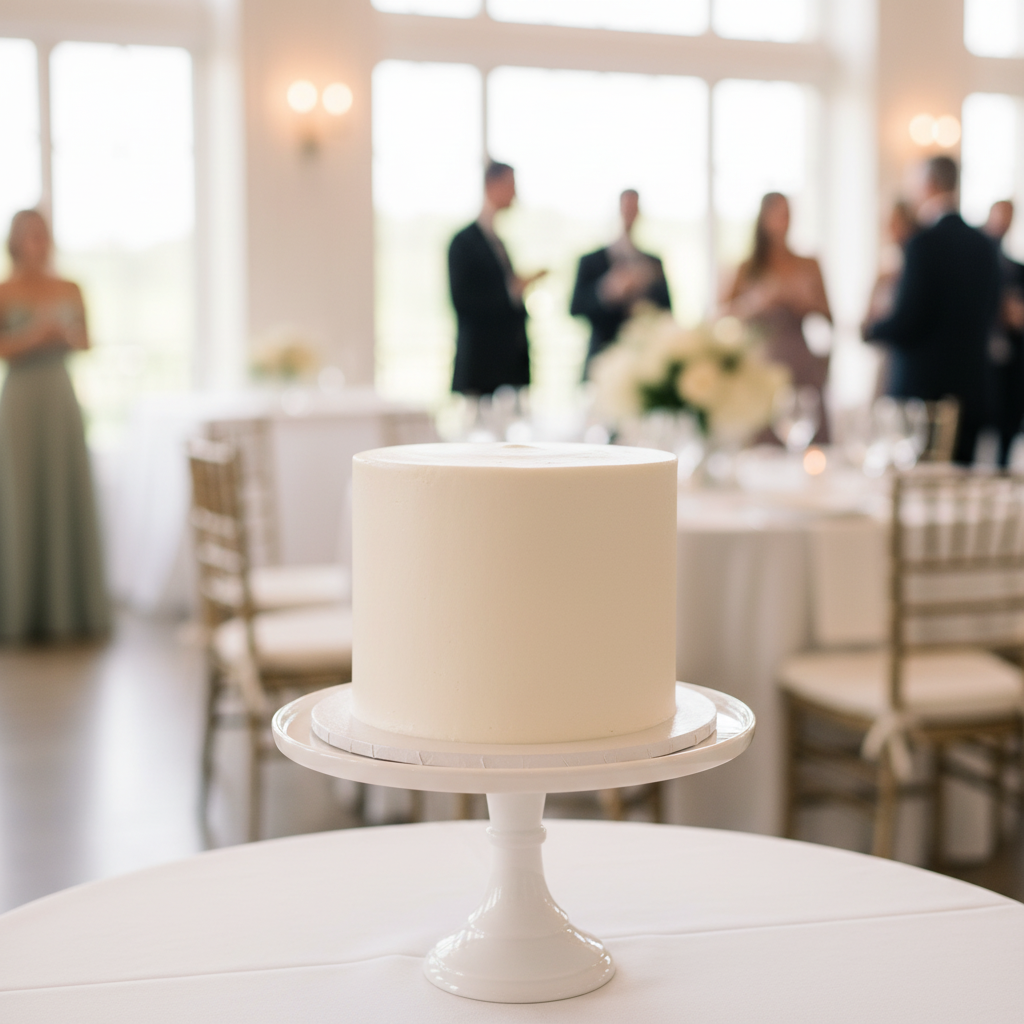 Minimalist 2-tier buttercream wedding cake – Simple White