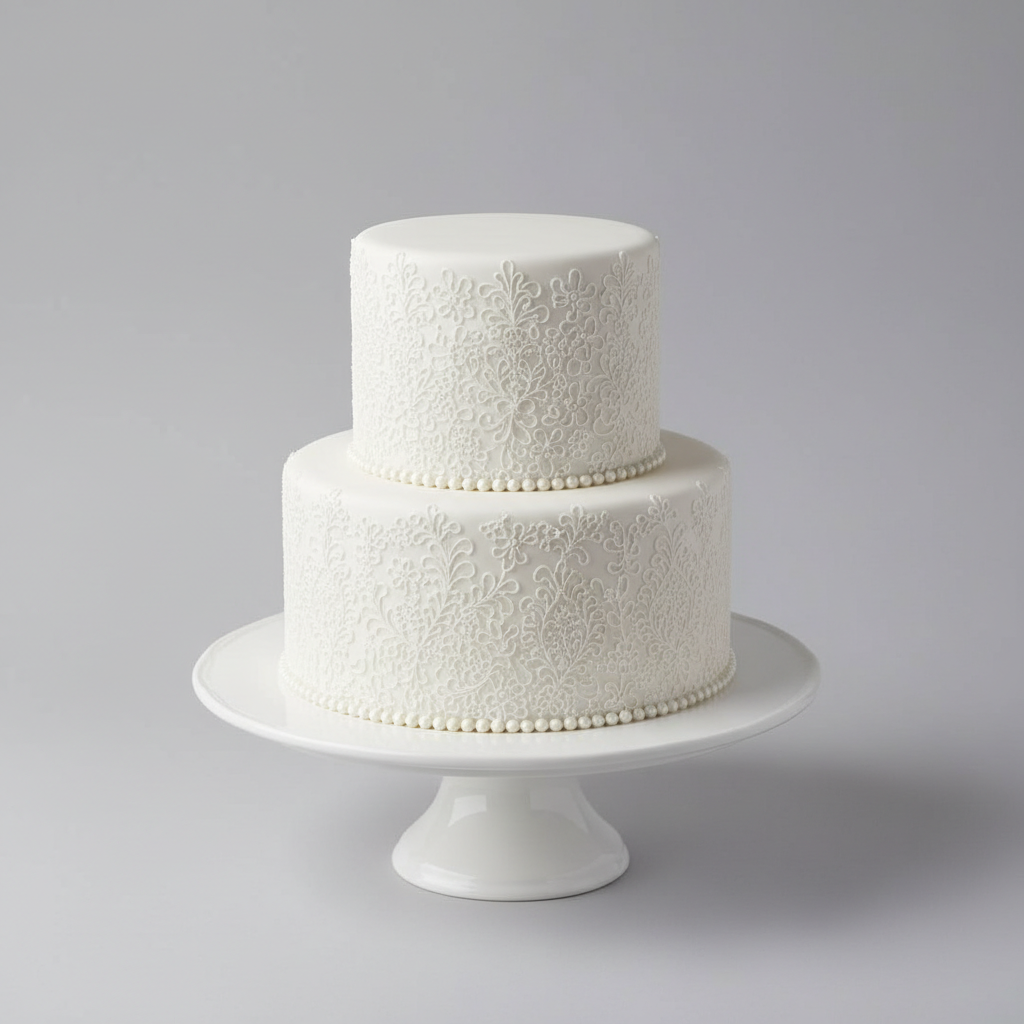 Vintage 2-tier fondant wedding cake – Sugar Lace